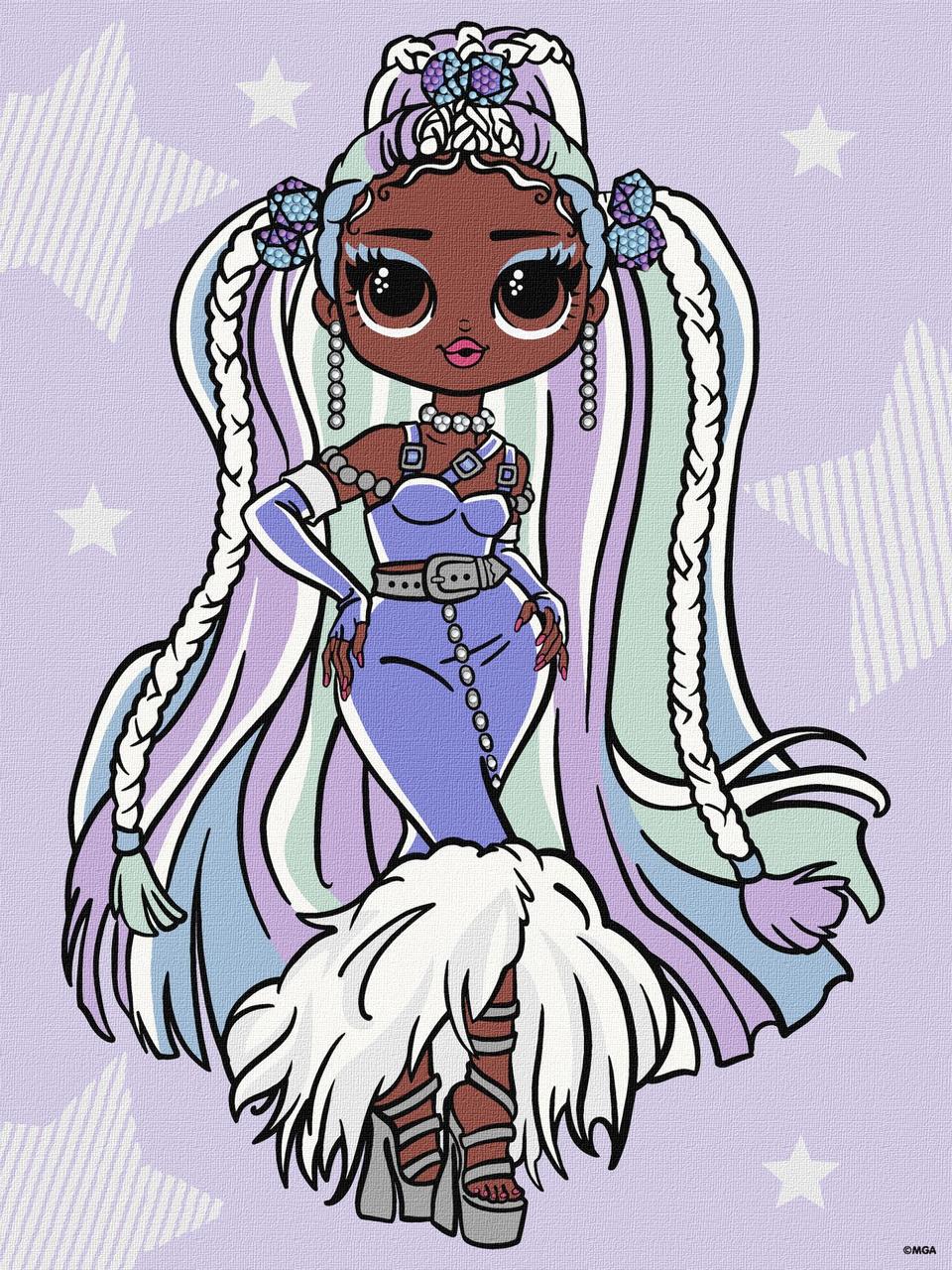 Картина по номерам Ideyka LOL Surprise OMG Fashion show Lady Braids со стразами 30х40 см (2824289773)