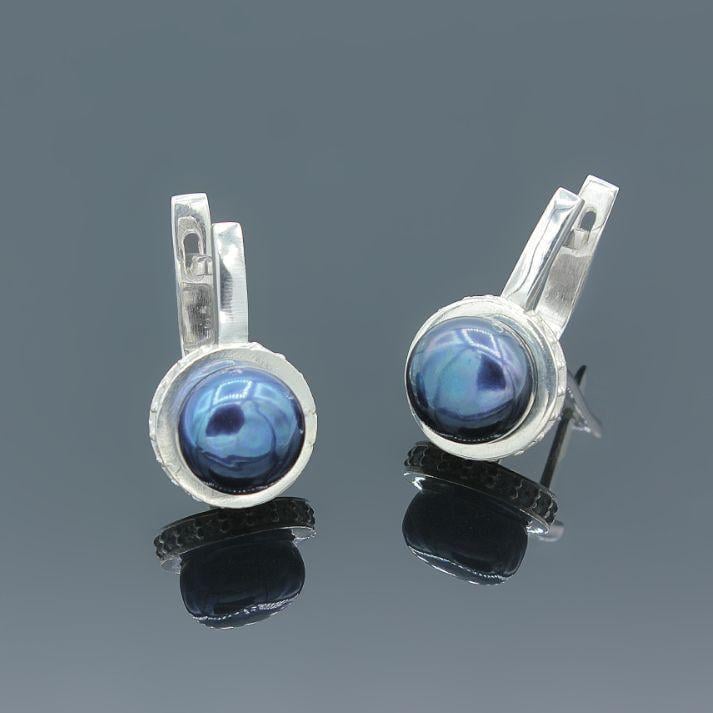 Серебряные серьги с жемчугом Дама