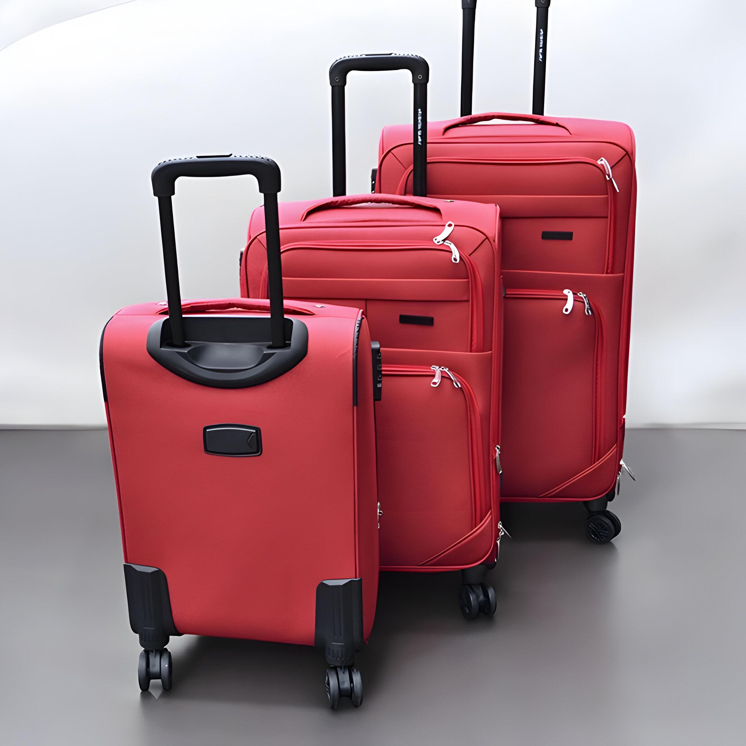 Набір валіз тканинних 3в1 з кодовим замком та телескопічною ручкою Червоний (6071) - фото 3