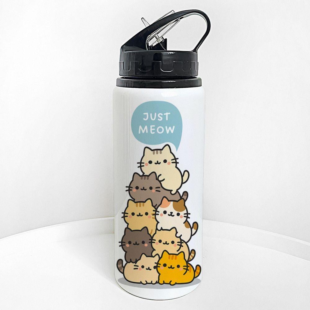 Бутылка для воды с трубочкой Presentville Just meow 600 мл (PLV_25A002)