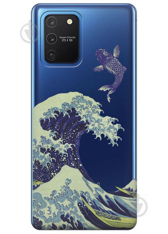 Прозрачный силиконовый чехол iSwag для Samsung Galaxy S10 Lite с рисунком - Большая волна в Канагаве (KS3500)