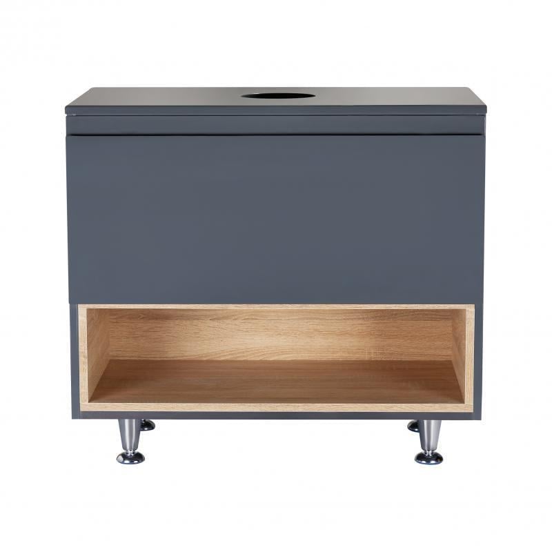 Тумба напольная со столешницей Q-tap Robin 800х616х437 Graphite/Whitish oak (QT1380TNН8002GWO)