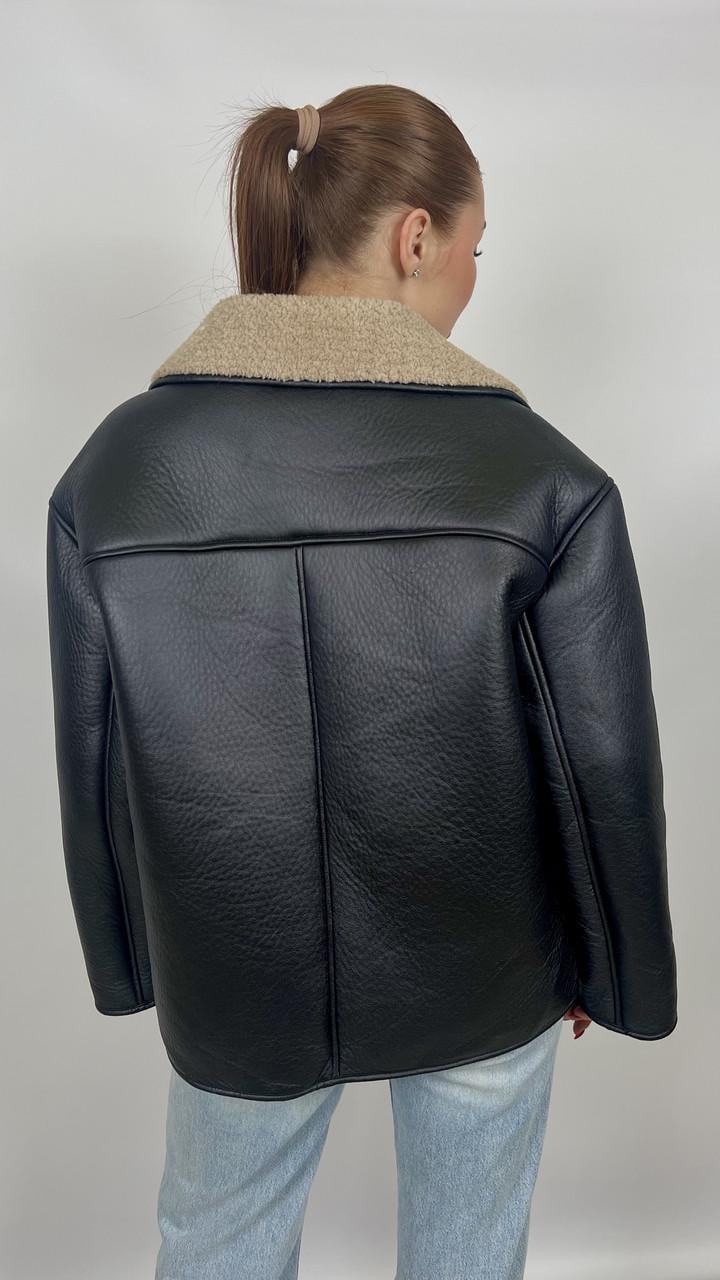 Дубленка женская Бренд #242-06 L Черный (23918519) - фото 5