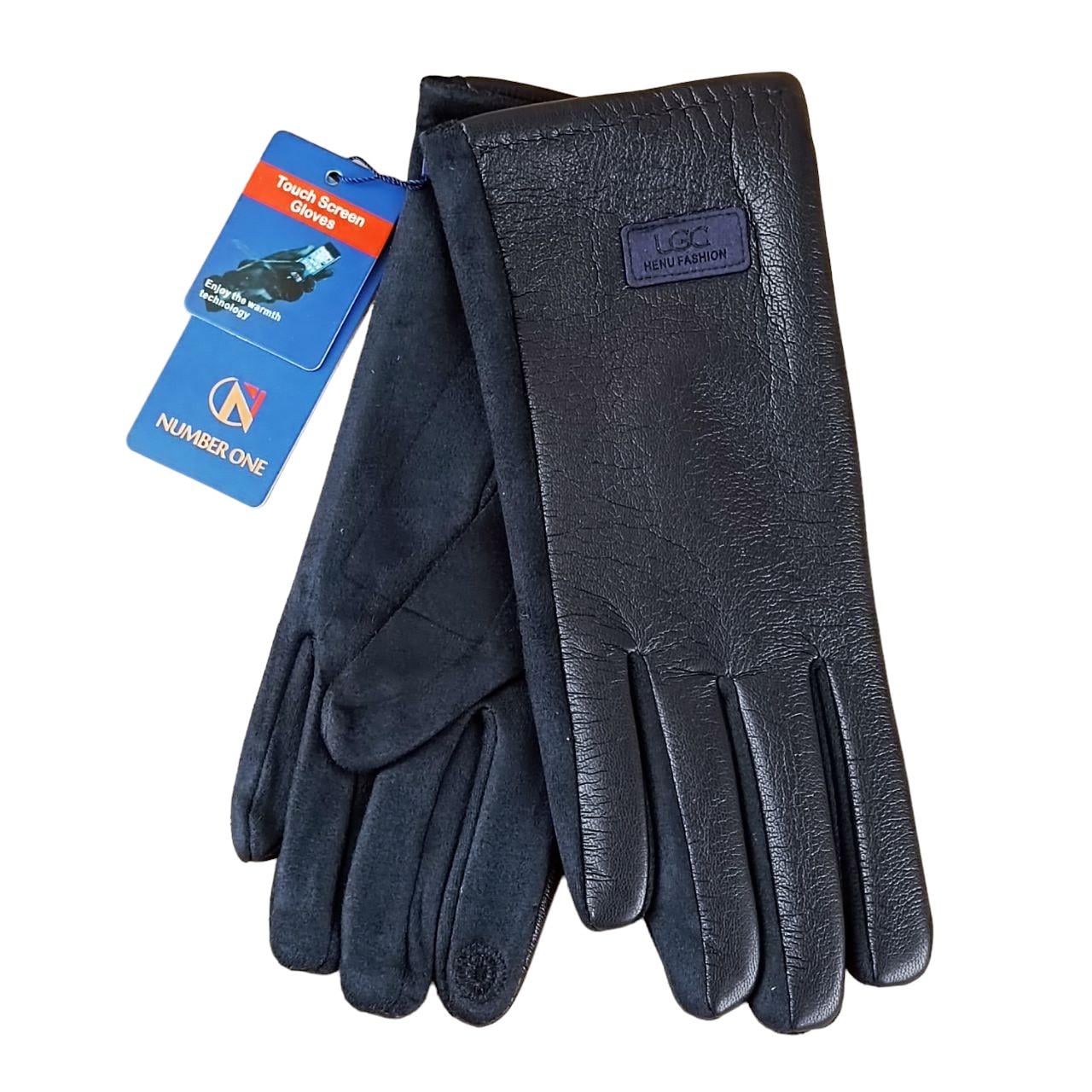Рукавички жіночі UGC Дизайн 1 сенсорні екошкіра/спандекс Темно-синій (47313)