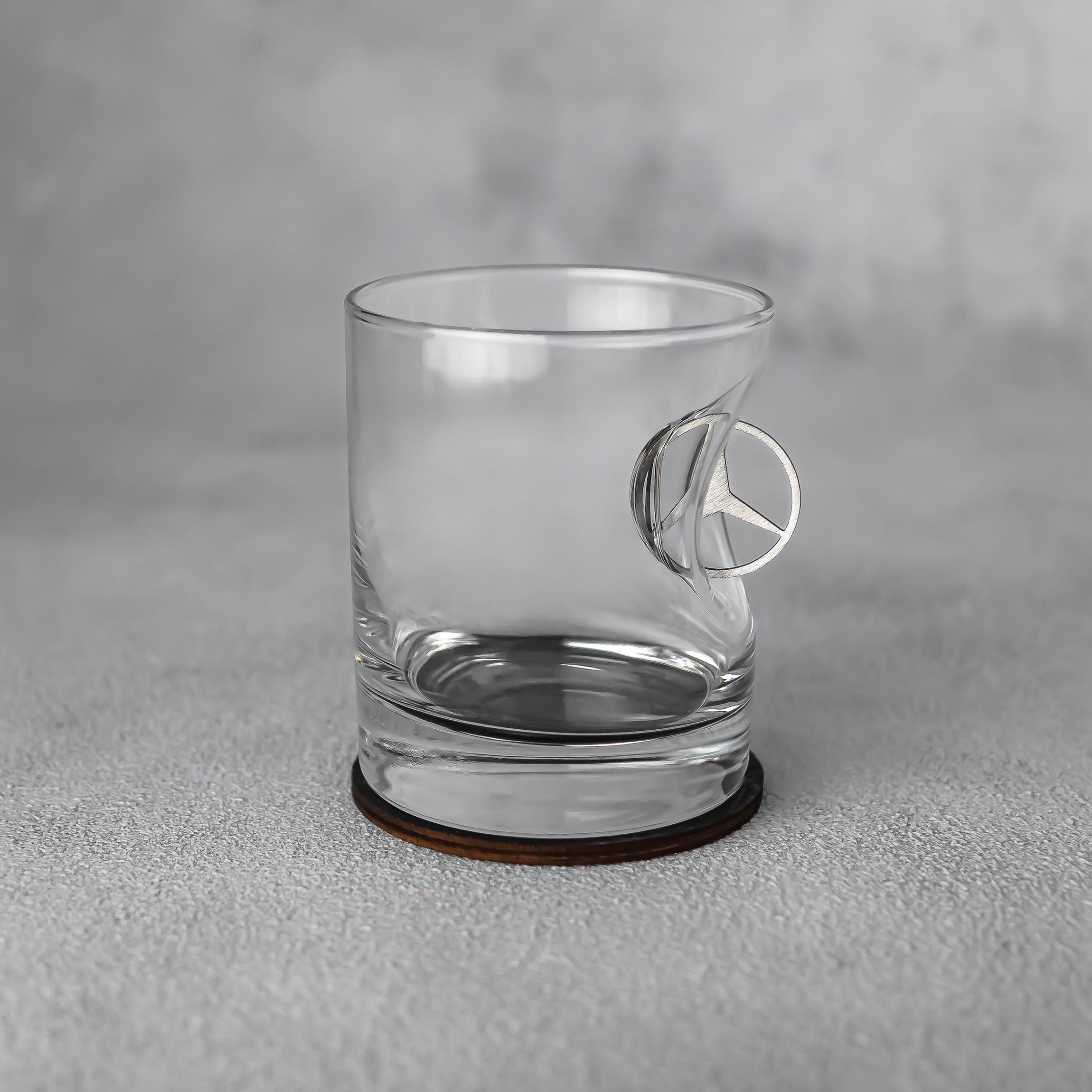 Стакан для виски VSKLO с автомобильной вставкой Mercedes 310 мл