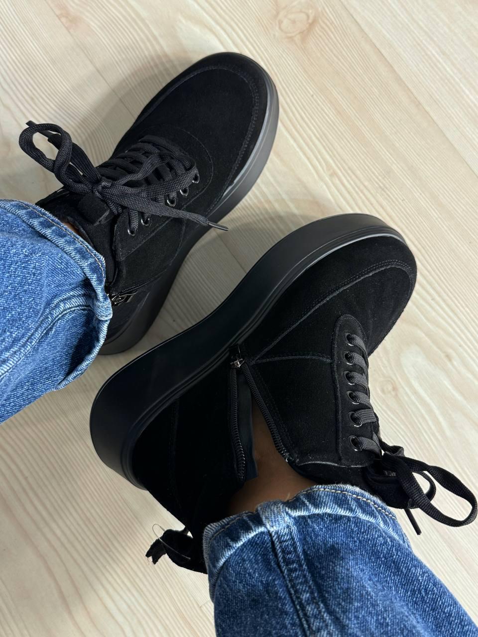 Ботинки женские Hengji 280-6 зимние на меху замшевые р. 41 Черный (5243) - фото 8