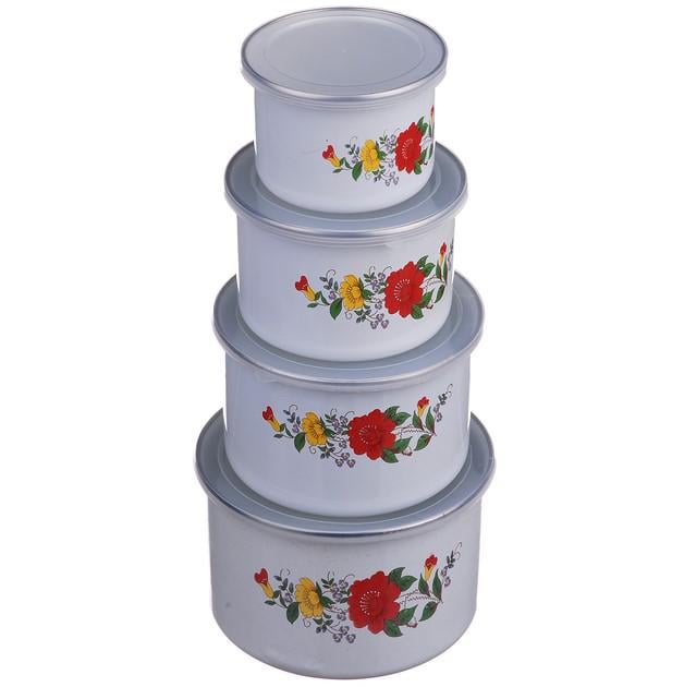 Судки A-Plus емальовані глибокі 4 шт. Білий (0965)