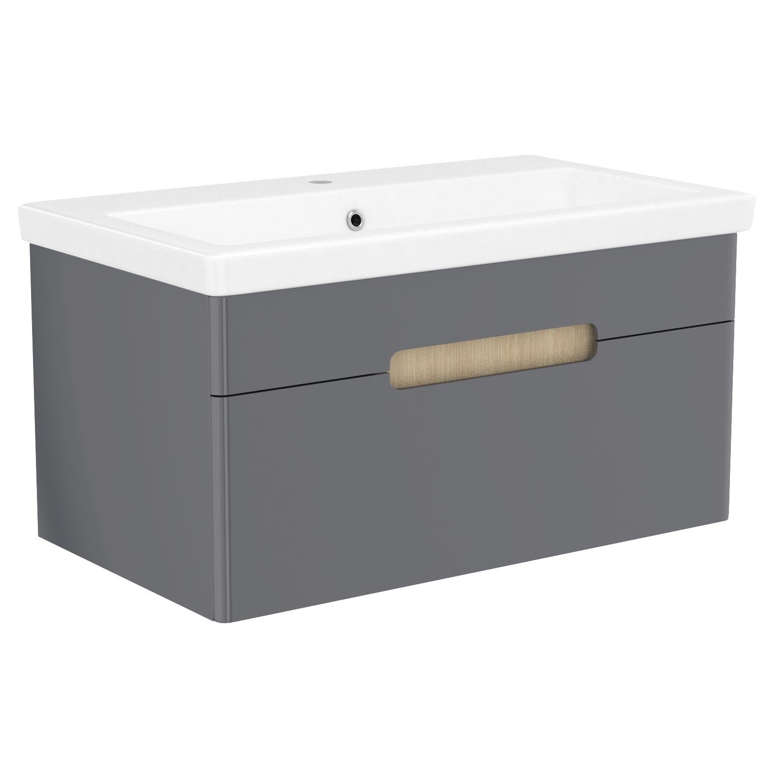 Тумба с умывальником подвесная VOLLE SOLO 1910,328009 80x46x45,4 см Серый (98966)