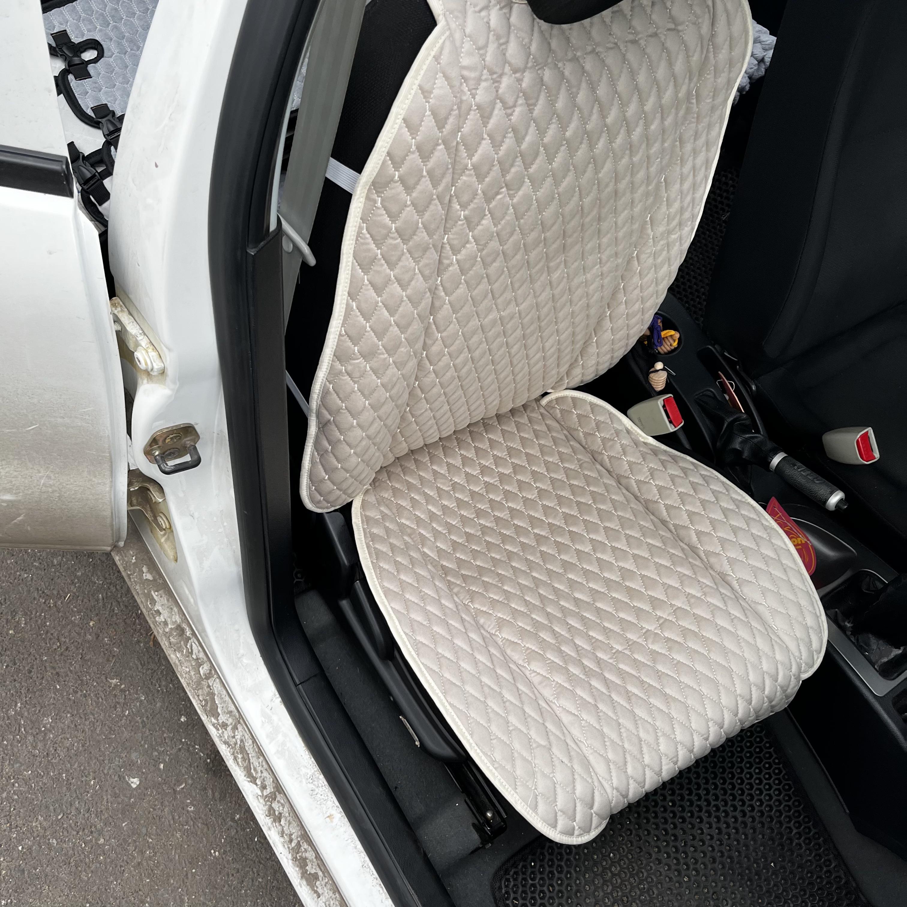 Накидка універсальна на переднє сидіння авто з алькантари 1 шт. Бежевий - фото 3