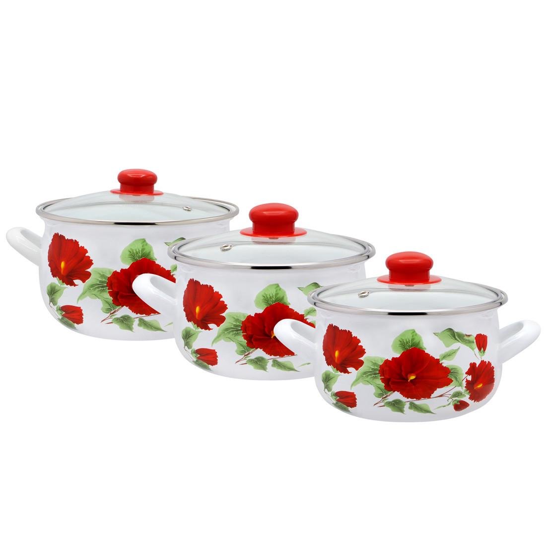 Кастрюли эмалированные Interos Каркаде 3 шт. - фото 2