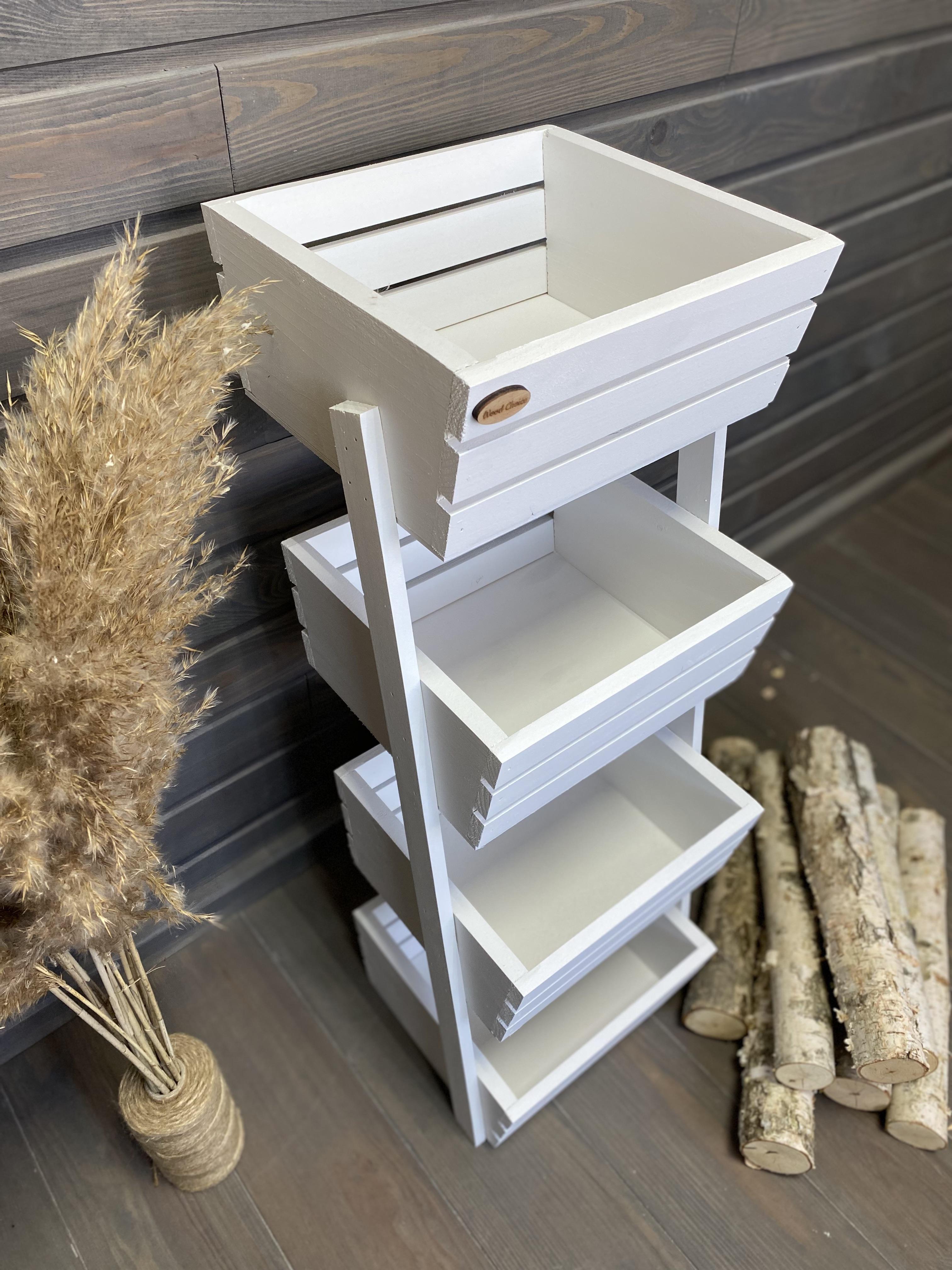 Ящик-стелаж для овочів/фруктів дерев'яний 4 яруси Білий (211) - фото 8 Ящик-стелаж для овочів/фруктів дерев'яний 4 яруси Білий (211) - фото 8