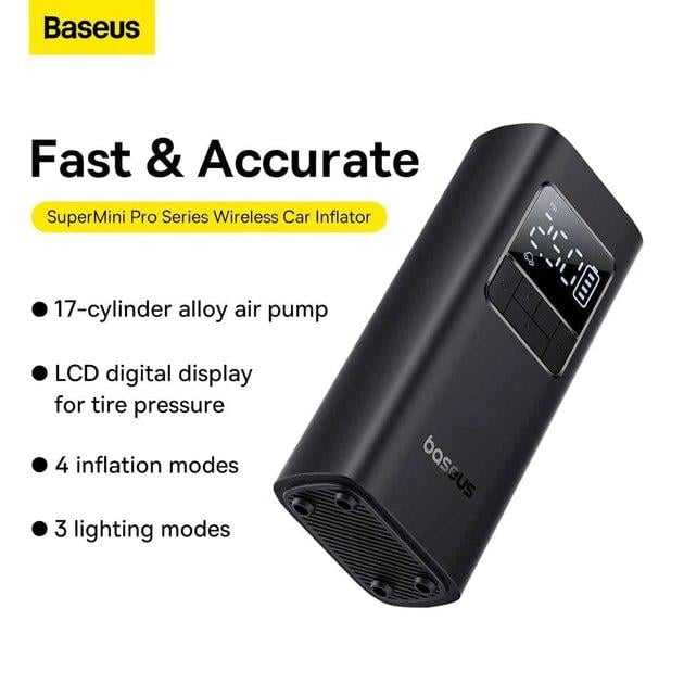 Компрессор для автомобиля портативный BASEUS SuperMini Pro Series 50 Вт 4000 mAh Type-C Black - фото 12