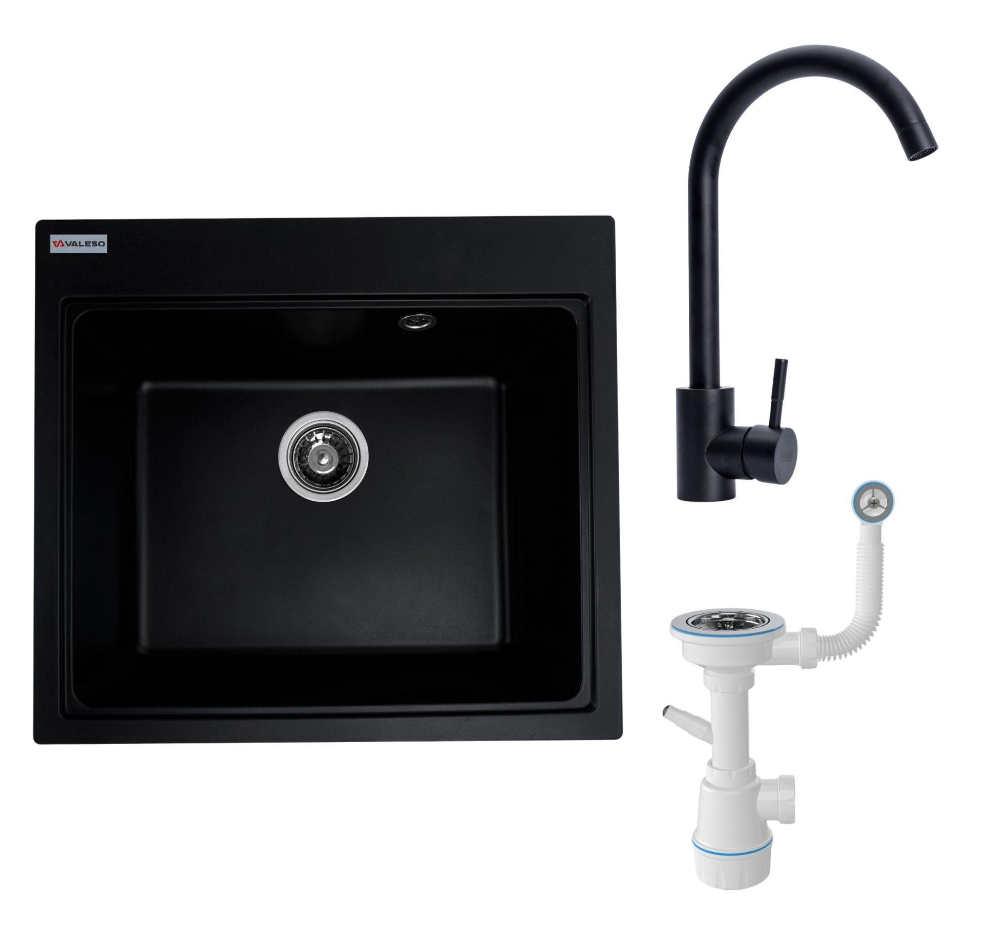 Мийка VESTA 5852 Чорний/змішувач BG76/сифон 1041 (000051859)