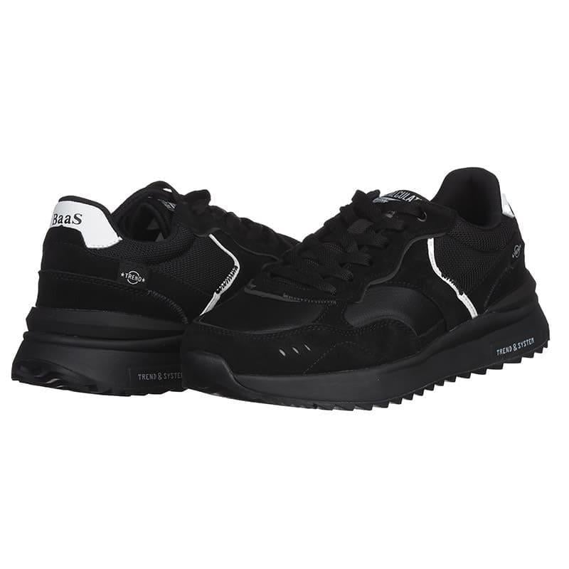 Кросівки чоловічі BaaS M7556-1C з комбінованих матеріалів р. 45 Чорний (20256)