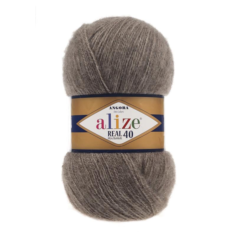 Пряжа Alize Angora Real 40 553 Коричневий меланж