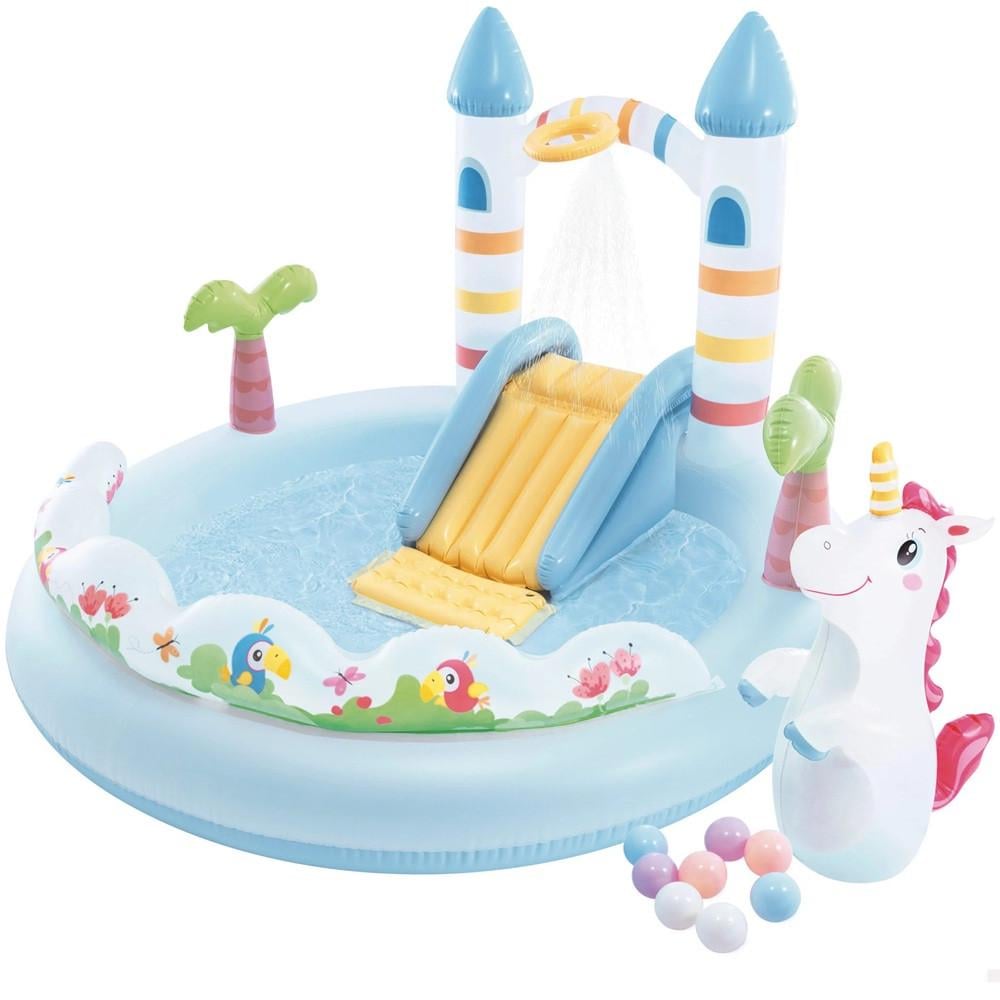 Надувной игровой центр Intex Замок Единорога с горкой от 2 лет до 54 кг 196х178х127 см 234 л (32987482)