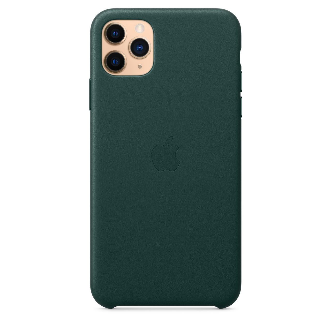 Кожанный чехол накладка Apple Leather Case for iPhone 11 Pro Max, Forest Green (HC) - фото 4