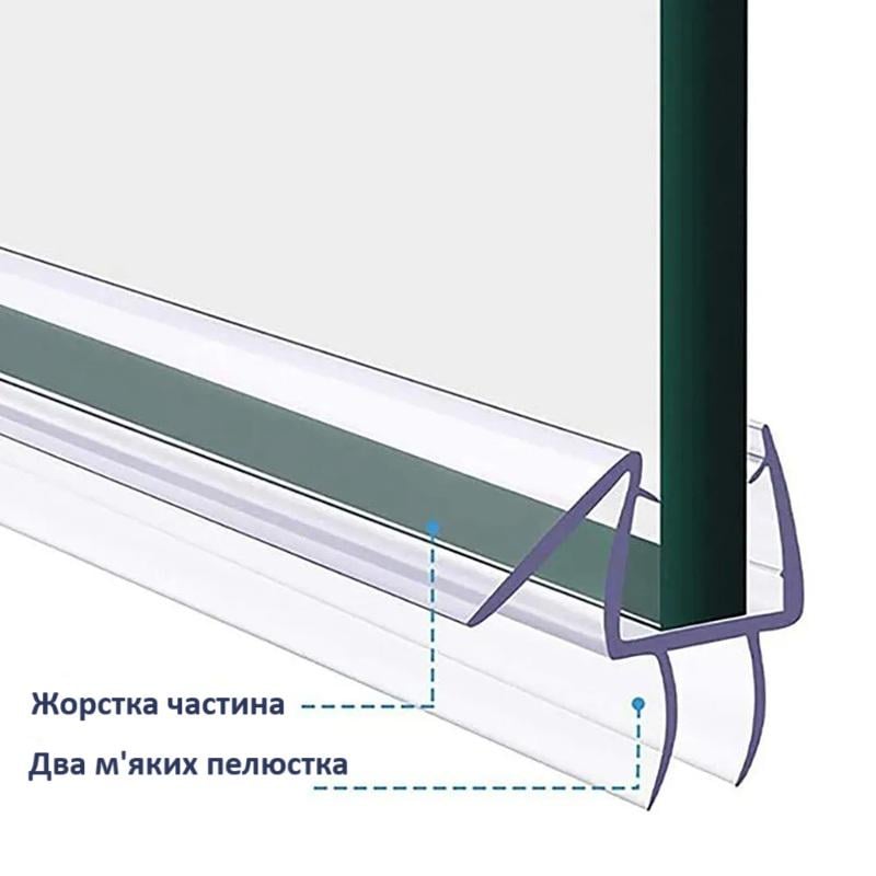 Уплотнитель двери душевой кабины стекло-пол стекло 8 мм длина 1000 мм (HDL-206) - фото 6