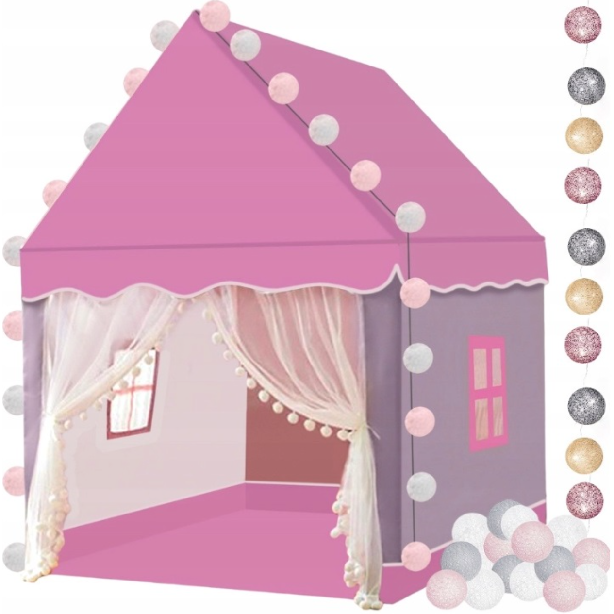 Детская палатка с фонариками Kruzzel 22653 Розовый - фото 2