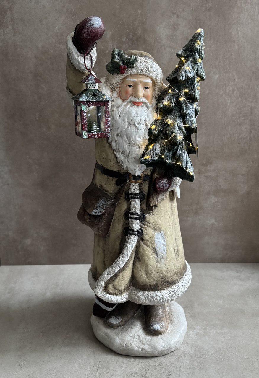 Фігура Санта Клаус J-LINE вуличний з ліхтариком та ялинкою з підсвічуванням 100 см
