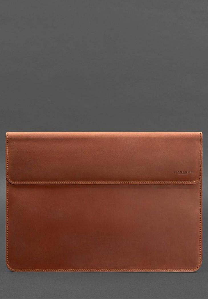 Чехол-конверт кожаный на магнитах для MacBook 15-16" Crazy Horse Светло-коричневый (A-026936) - фото 4