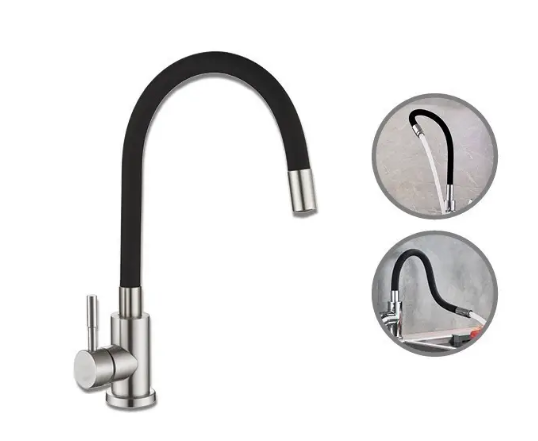 Смеситель для кухни с гибким гусаком Venta VA3008E-black (1761179853) - фото 3 Смеситель для кухни с гибким гусаком Venta VA3008E-black (1761179853) - фото 3