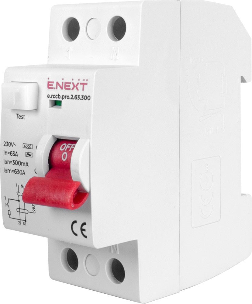 Выключатель дифференциального тока e.rccb.pro.2.63.300 2р 63А 300мА (p003015)