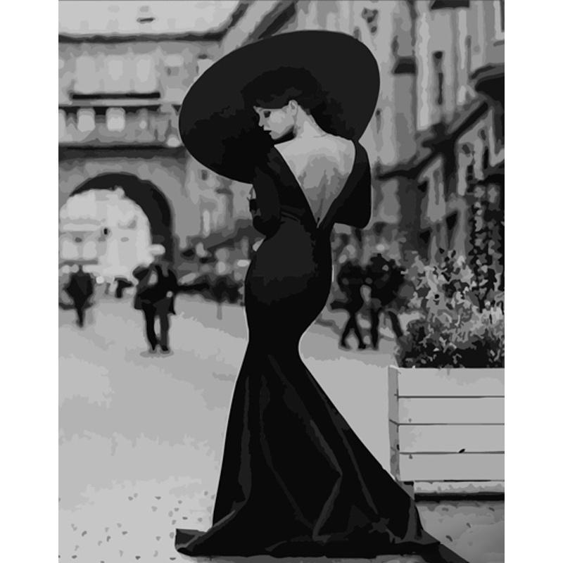 Картина по номерам Strateg Премиум Загадочная женщина 40x50 см (DY369)