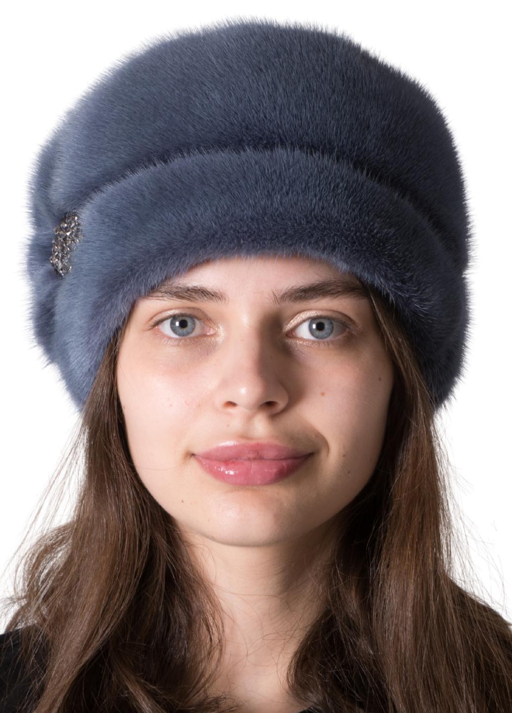 Кубанка женская Меховой стиль Стелла из натурального меха норки Джинс (078/K)