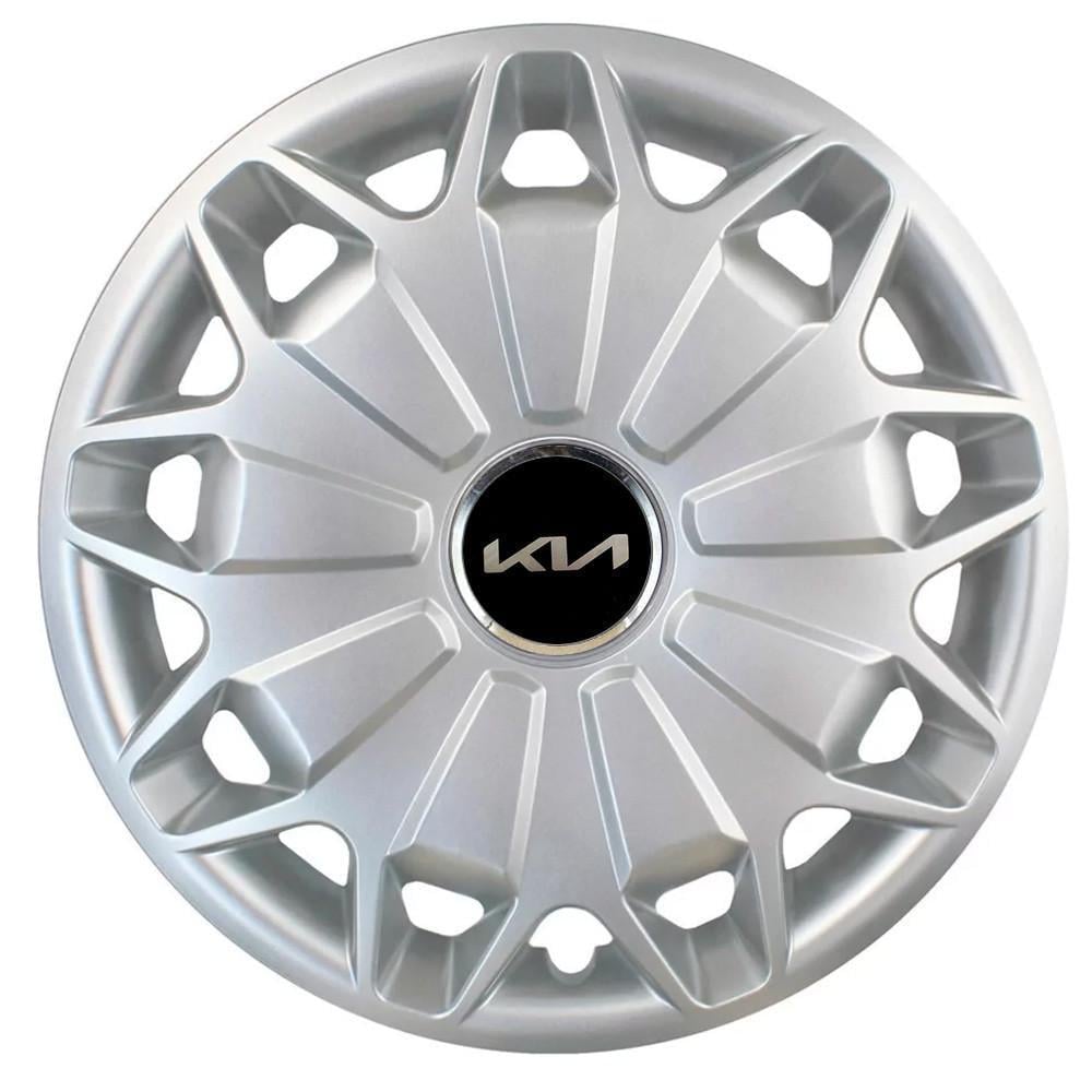 Колпаки SJS 338 з логотипом KIA NEW R15 4 шт. Серебристый (2789080990)