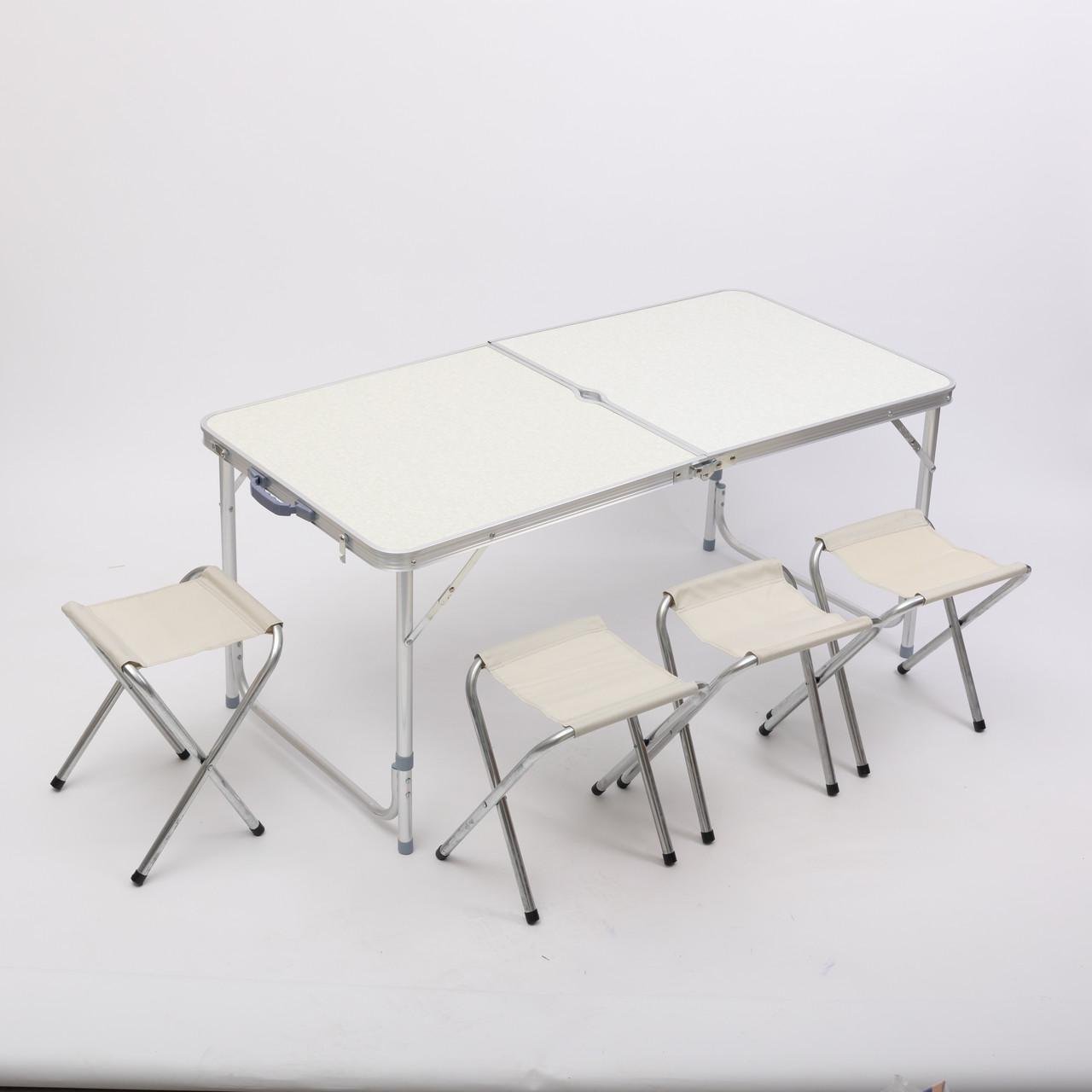 Набор туристической мебели складных алюминиевых столов и 4 стулья (8812-4)