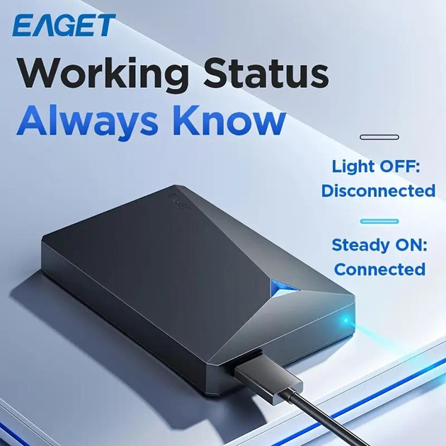 Жесткий диск внешний Eaget 1TB USB 3.0 Серый (00000065) - фото 3 Жесткий диск внешний Eaget 1TB USB 3.0 Серый (00000065) - фото 3