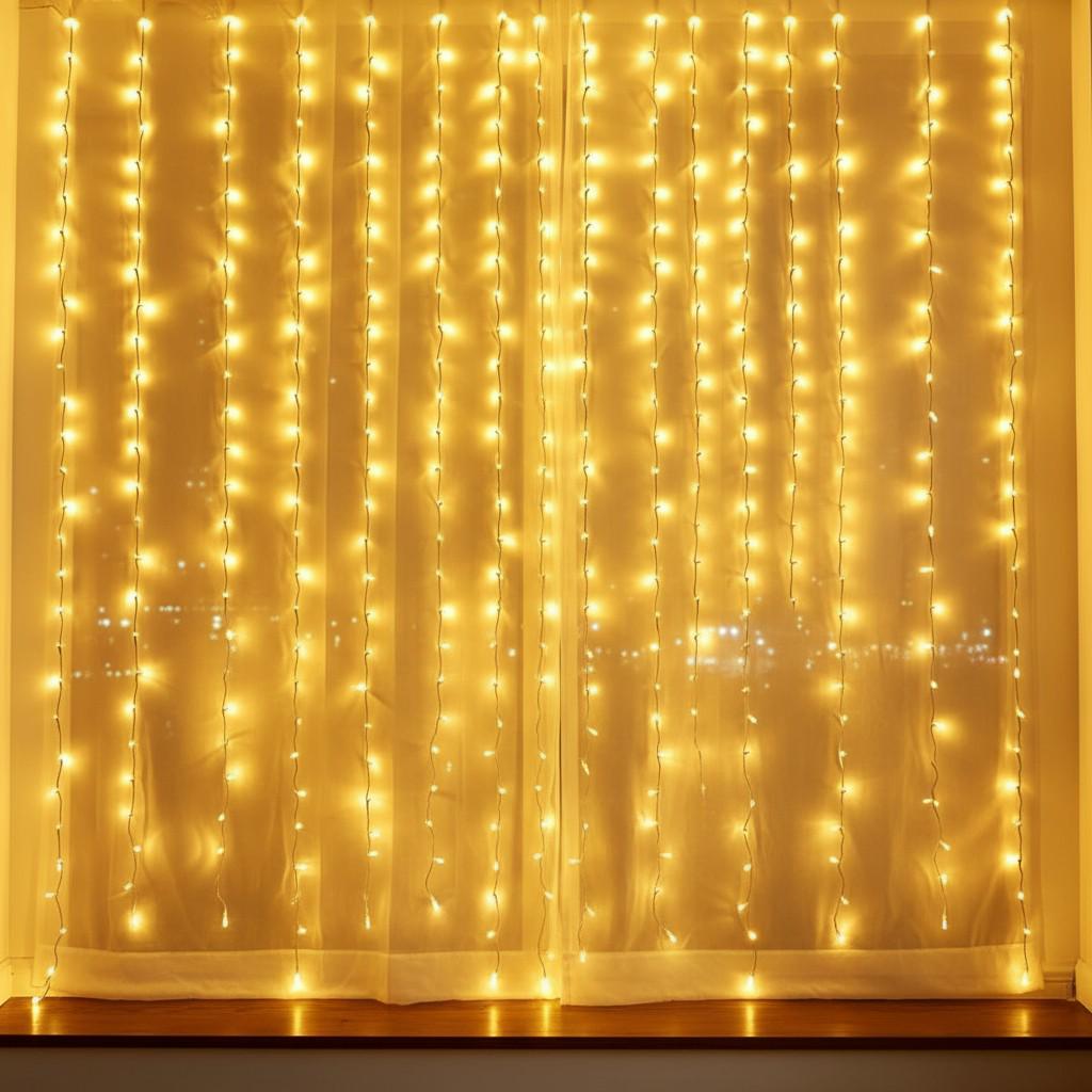 Гирлянда-штора новогодняя сетевая 3х3 м 192LED Белый/Желтый (ZWM33192LEDY)