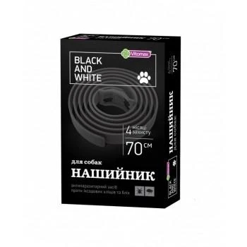 Нашийник протипаразитарний для собак Vitomax Black&White проти бліх і кліщів 70 см Чорний (1872125059)