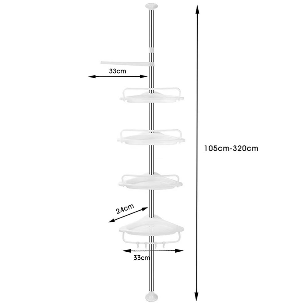 Стойка в ванную комнату телескопическая угловая 105-320 см Bathroom Corner Shelf TW-302 (SS-29) - фото 5