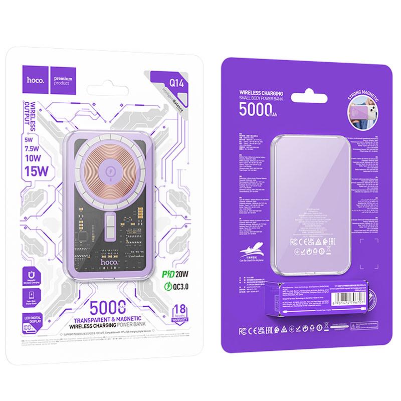 Повербанк Hoco Q14 Ice Crystal PD20W 5000 mAh Purple (00000068372_3) - фото 3