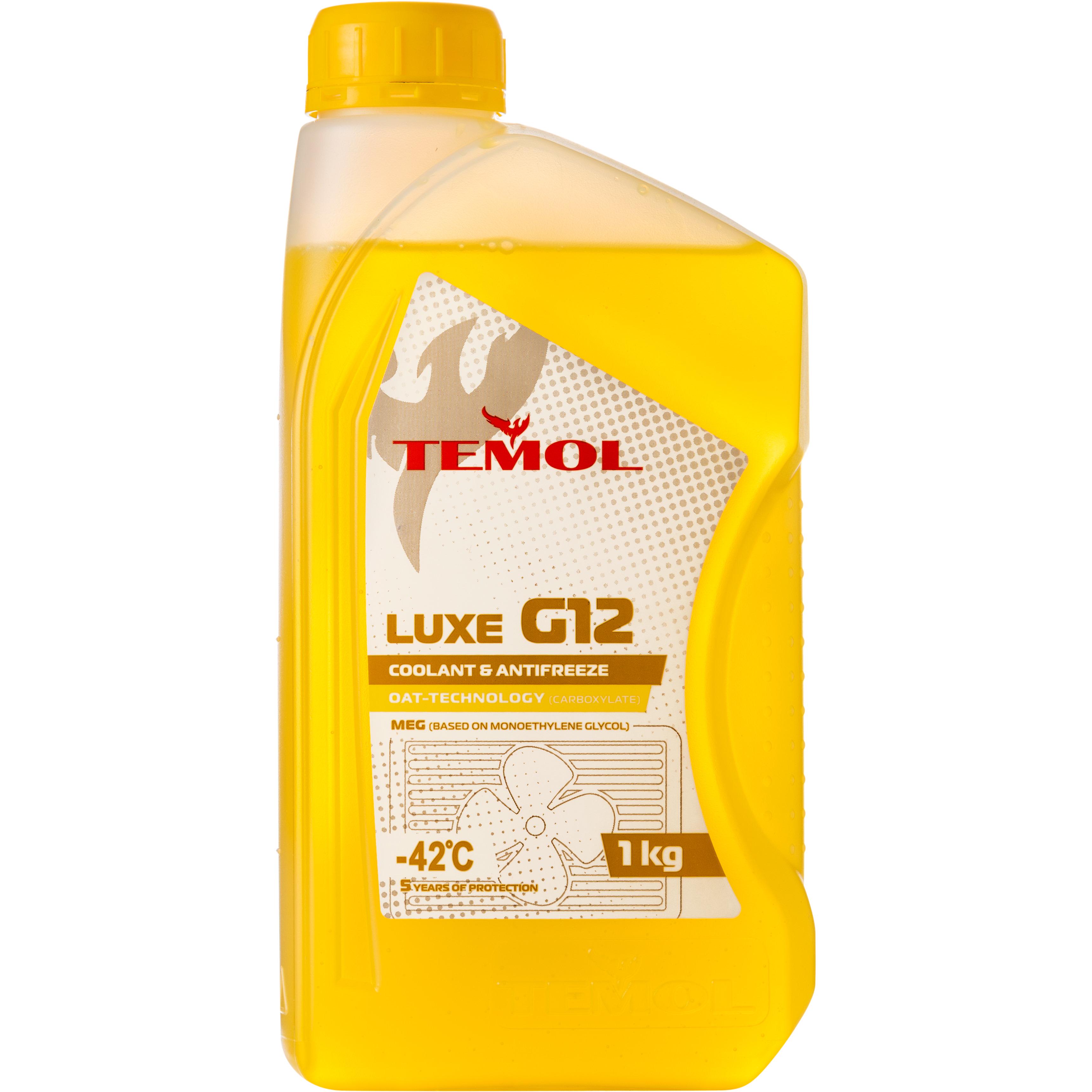 Охлаждающая жидкость Temol Luxe G12 antifreeze -42°C 1 кг Желтый