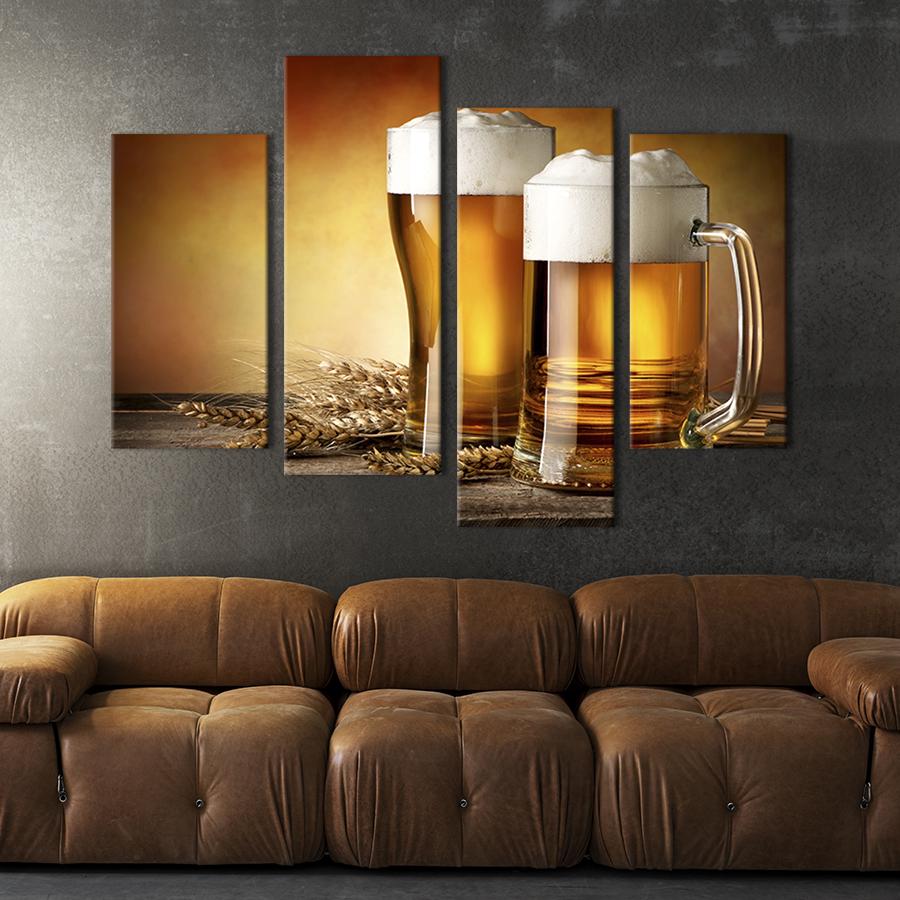 Картина модульная из 4 частей Hops Light Beer M 89x56 см (286-42)
