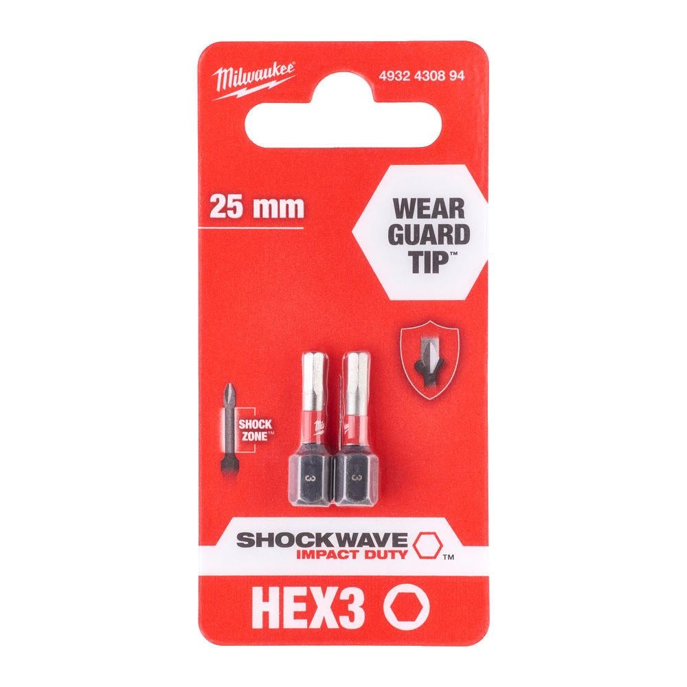 Бита Milwaukee Shockwave Impact Duty Hex3х25 мм 2 шт. (4932430894)