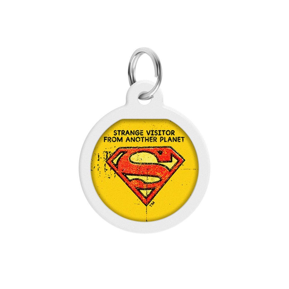 Адресник металлический для собак и кошек Waudog Smart ID Супермен винтаж с QR паспортом круг 34 мм (0625-1011ru-eng Col)