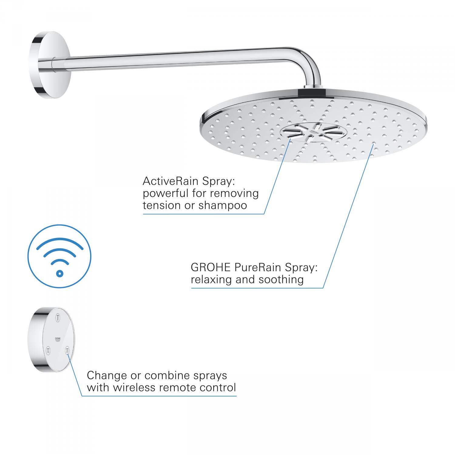 Душ верхній із кронштейном Grohe Rainshower SmartConnect 26640000 320 мм Хром (150536) - фото 3