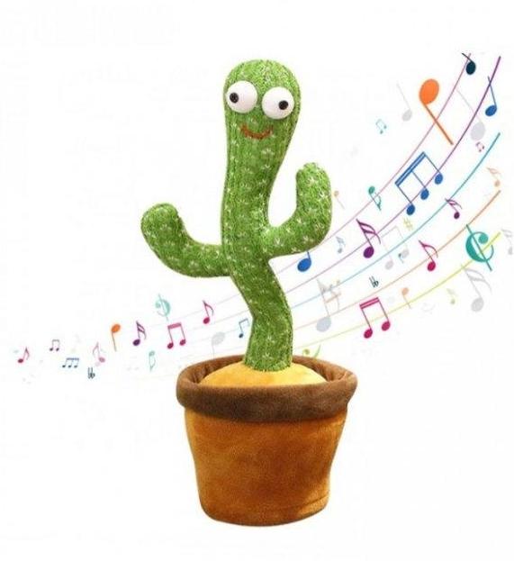 Дитяча іграшка Співаючий та танцюючий кактус Dancing Cactus 34х12х12 см Зелений - фото 4