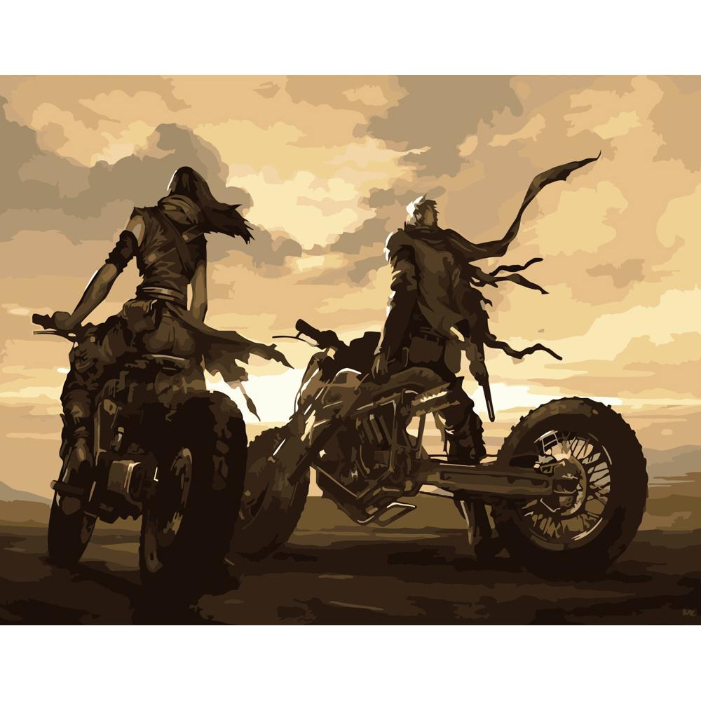 Картина по номерам Strateg Премиум Пара байкеров 40x50 см (DY208)
