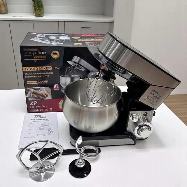 Міксер Zepline з нержавіючої сталі кухонний комбайн з чашею 3500 Вт (ZP-105) - фото 2 Міксер Zepline з нержавіючої сталі кухонний комбайн з чашею 3500 Вт (ZP-105) - фото 2