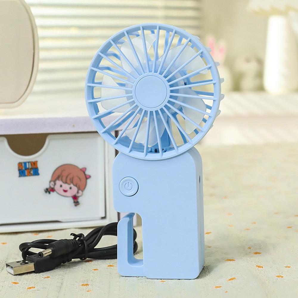 Портативный вентилятор с крючком на аккумуляторе и USB Голубой