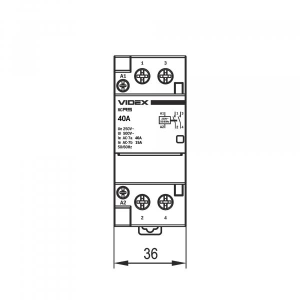 Контактор модульний Videx 2п 40 А 2НВ (VF-RS-MC2O-40) - фото 5 Контактор модульний Videx 2п 40 А 2НВ (VF-RS-MC2O-40) - фото 5