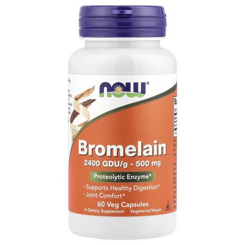 Бромелайн NOW Bromelain 500 мг 60 veg capsules (NOW-02943)