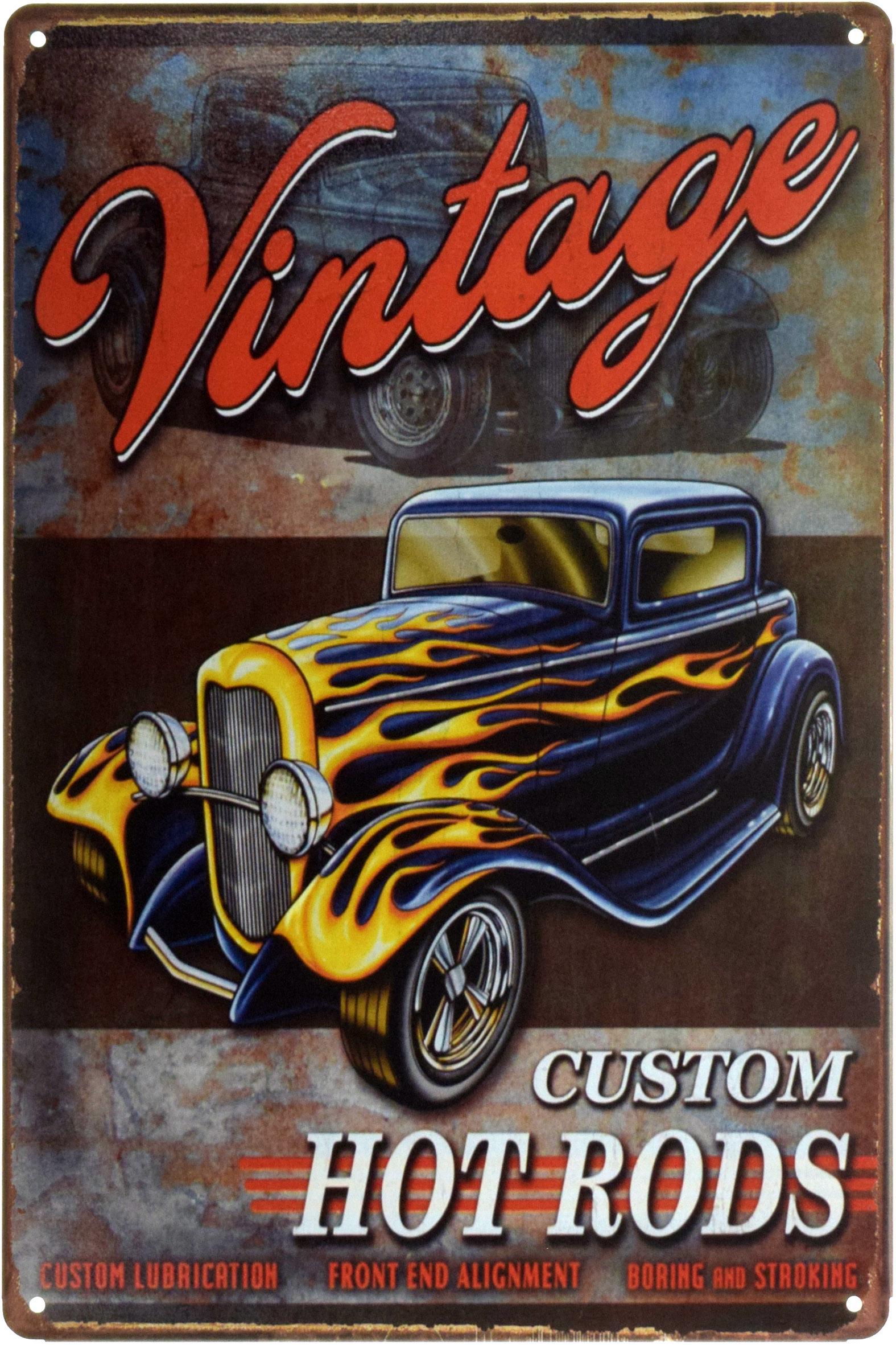 Табличка металева Vintage Hot Rods 20x30 см