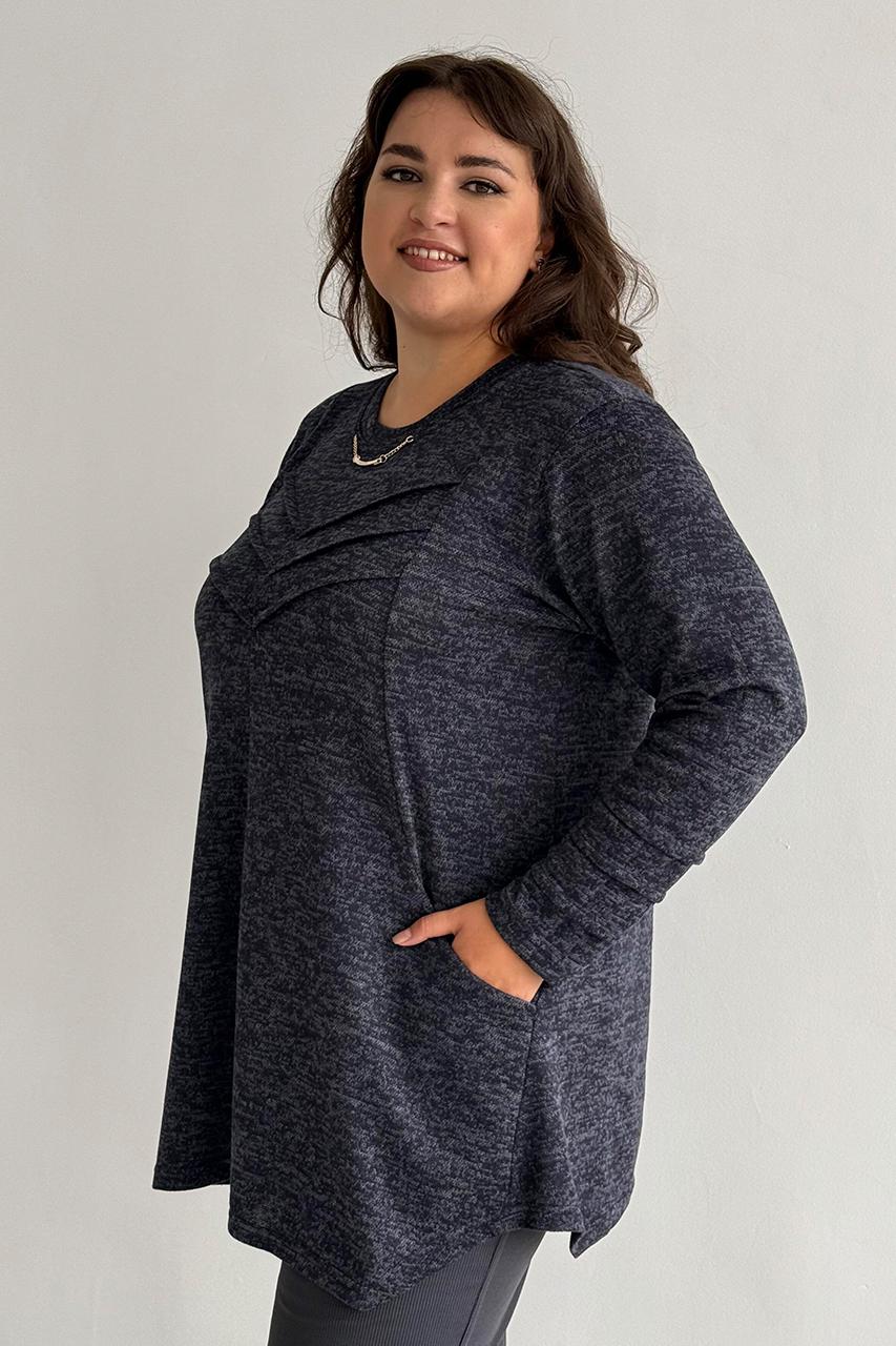 Туніка жіноча плюссайз PANNI Божена з кишенями р. 52-54 Синій (Р2508252255) - фото 4 Туніка жіноча плюссайз PANNI Божена з кишенями р. 52-54 Синій (Р2508252255) - фото 4