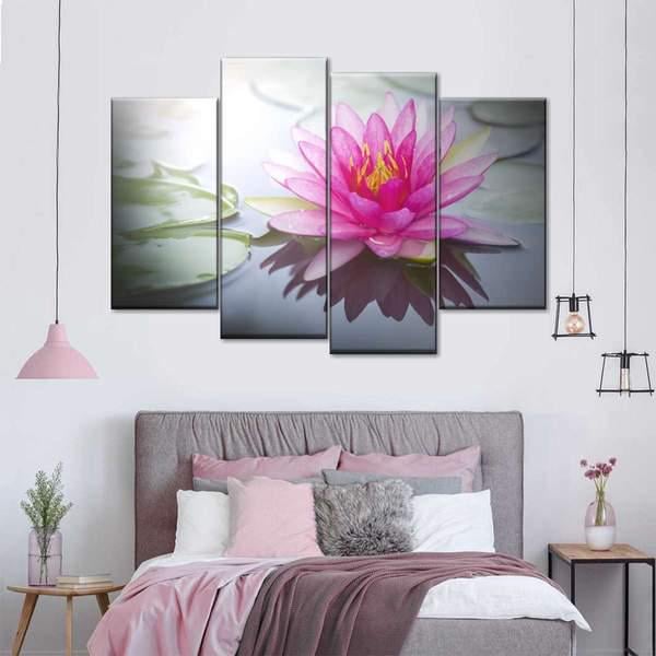 Модульная картина KIL Art Алая лилия на воде из четырех частей 129x90 см (M4_L_235)